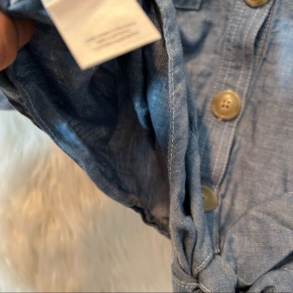 ann Taylor tie front chambray button down blouse - Picture 4 of 5